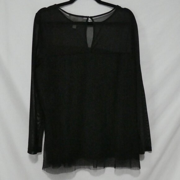 ADDITION ELLE - A | size 2X | Elegant Lined Sheer Black Blouse | Keyhole Back - Picture 2 of 14
